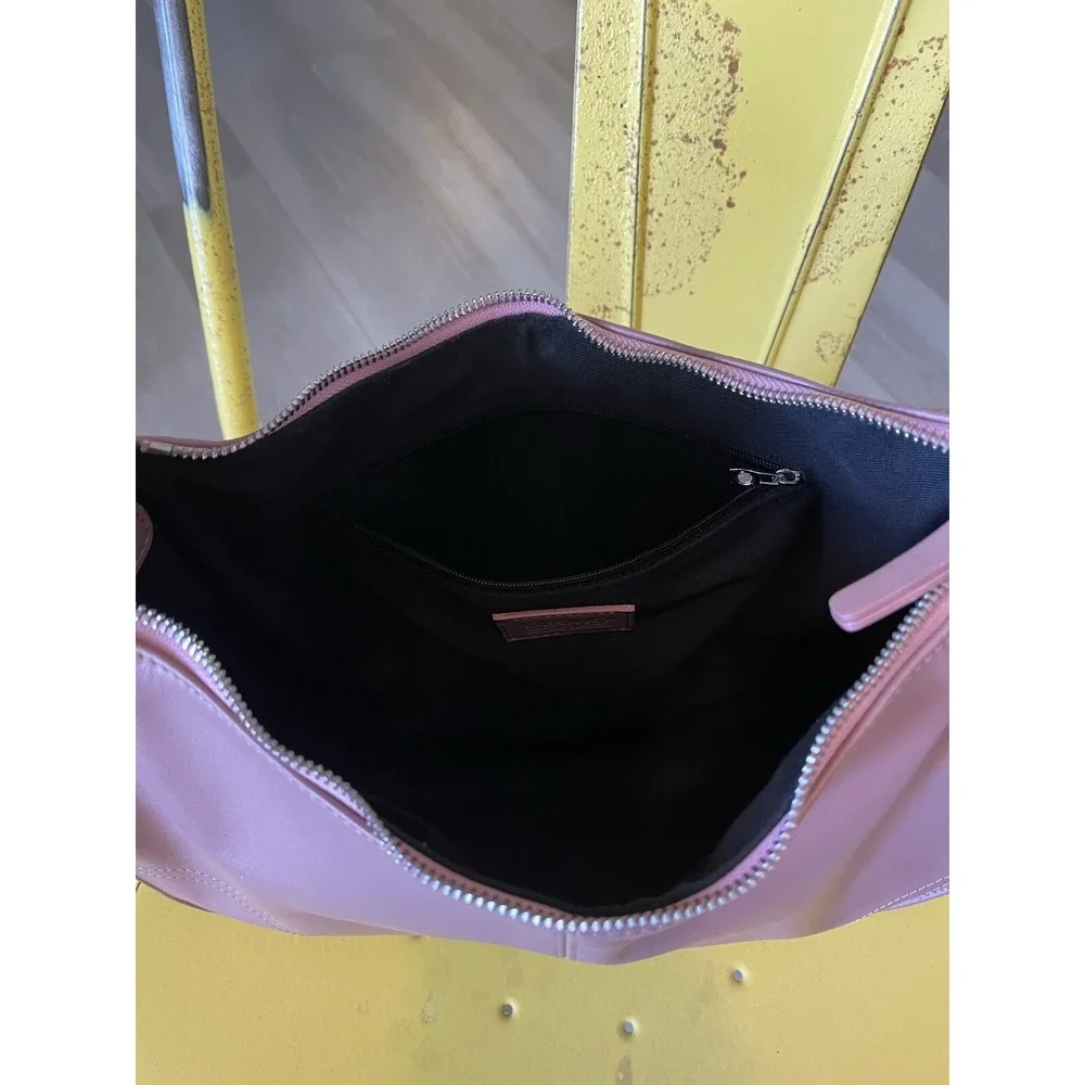 Desmo Pink Leather Handbag 2 Buckle Side Pockets Made In Italy